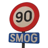 vast signalisatiebord snelheidsbeperking 90km/u bij smog